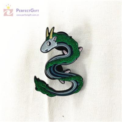 Custom hard enamel pin glitter badge for cartoon